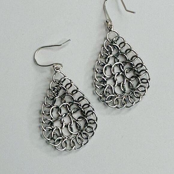 Silpada Sterling Silver Woven Swirl Tear Drop Earrings - Picture 4 of 7
